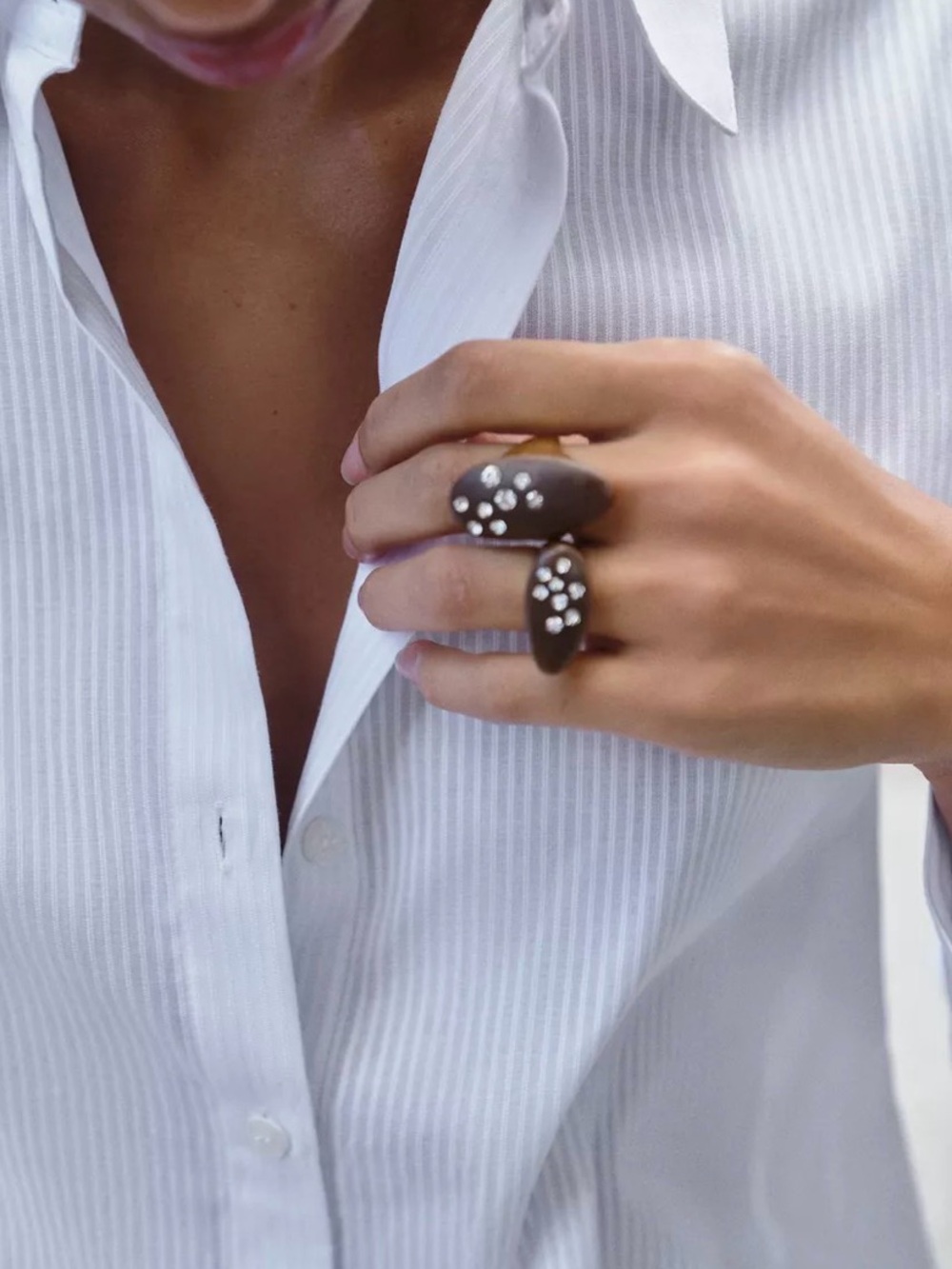 Zara 2-PACK OF OVAL RINGS WITH WOOD EFFECT AND SHIMMER